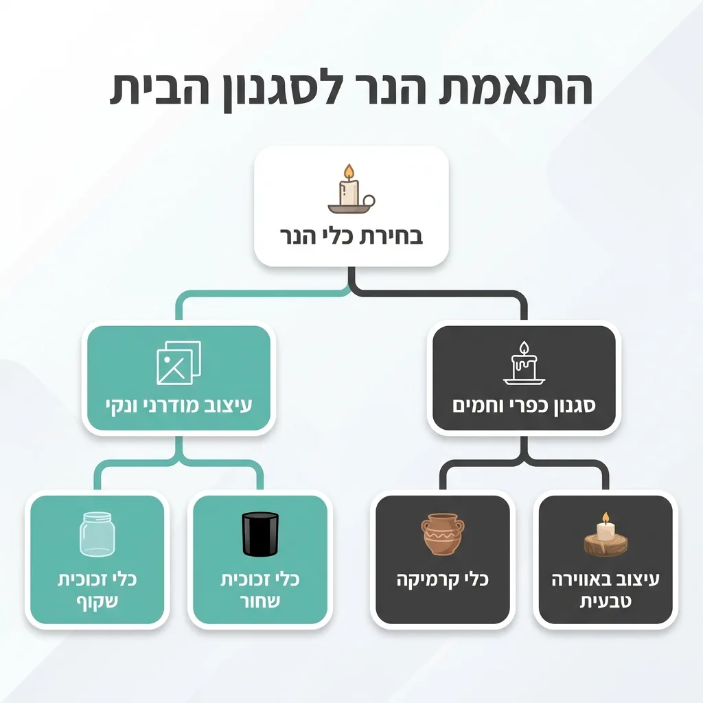 אינפוגרפיקה — התאמת הנר לסגנון הבית: בחירת כלי הנר